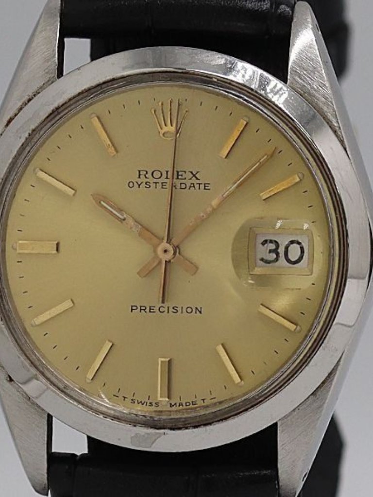 Rolex Oyster Date Precision Manual Winding Gold Dial Watch Tam